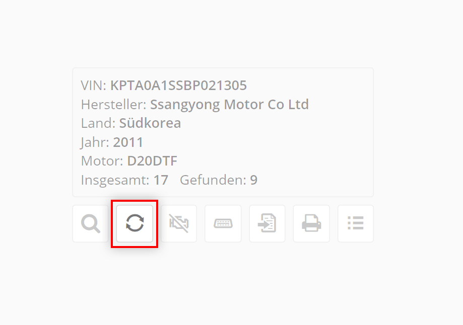 Funktion zur Aktualisierung aller Informationen der gefundenen Steuergeräte